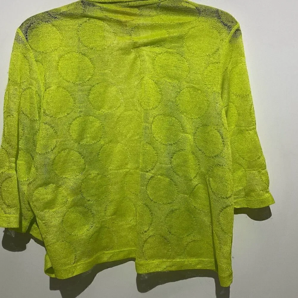 Rudy Rd. Women's Yellow Green Open‎ Lace Knit Cardigan Size PXL